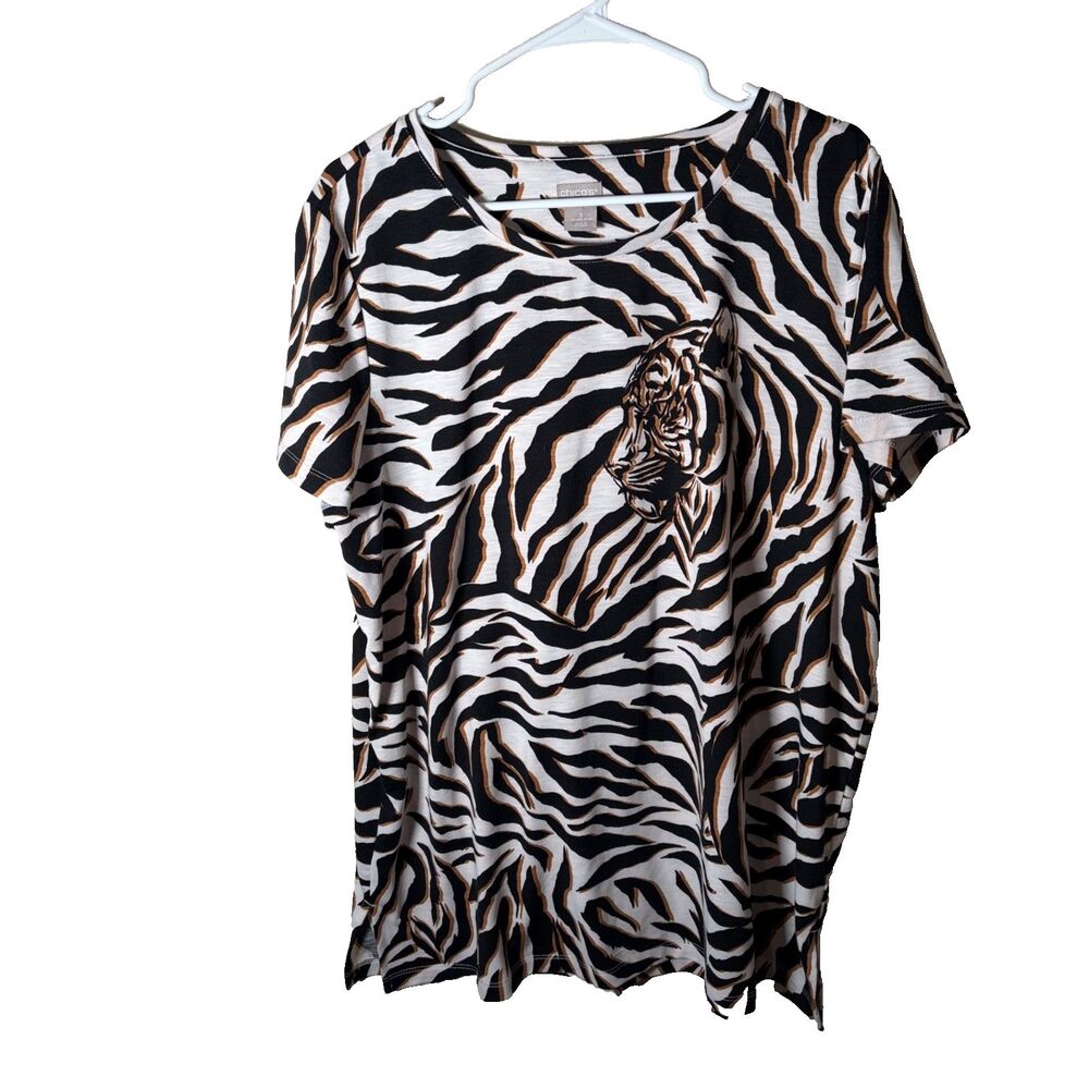 Chico's Zenergy Top Women's 3 XL Jaguar Short Sleeve Multicolor Top Shirt